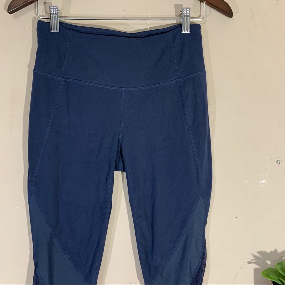 Athleta Navy Blue Mesh Shine Salutation Leggings - Picture 4 of 9